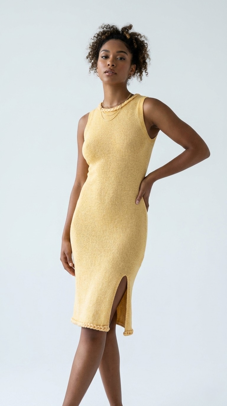 Tresse Braided Knit Midi Dress