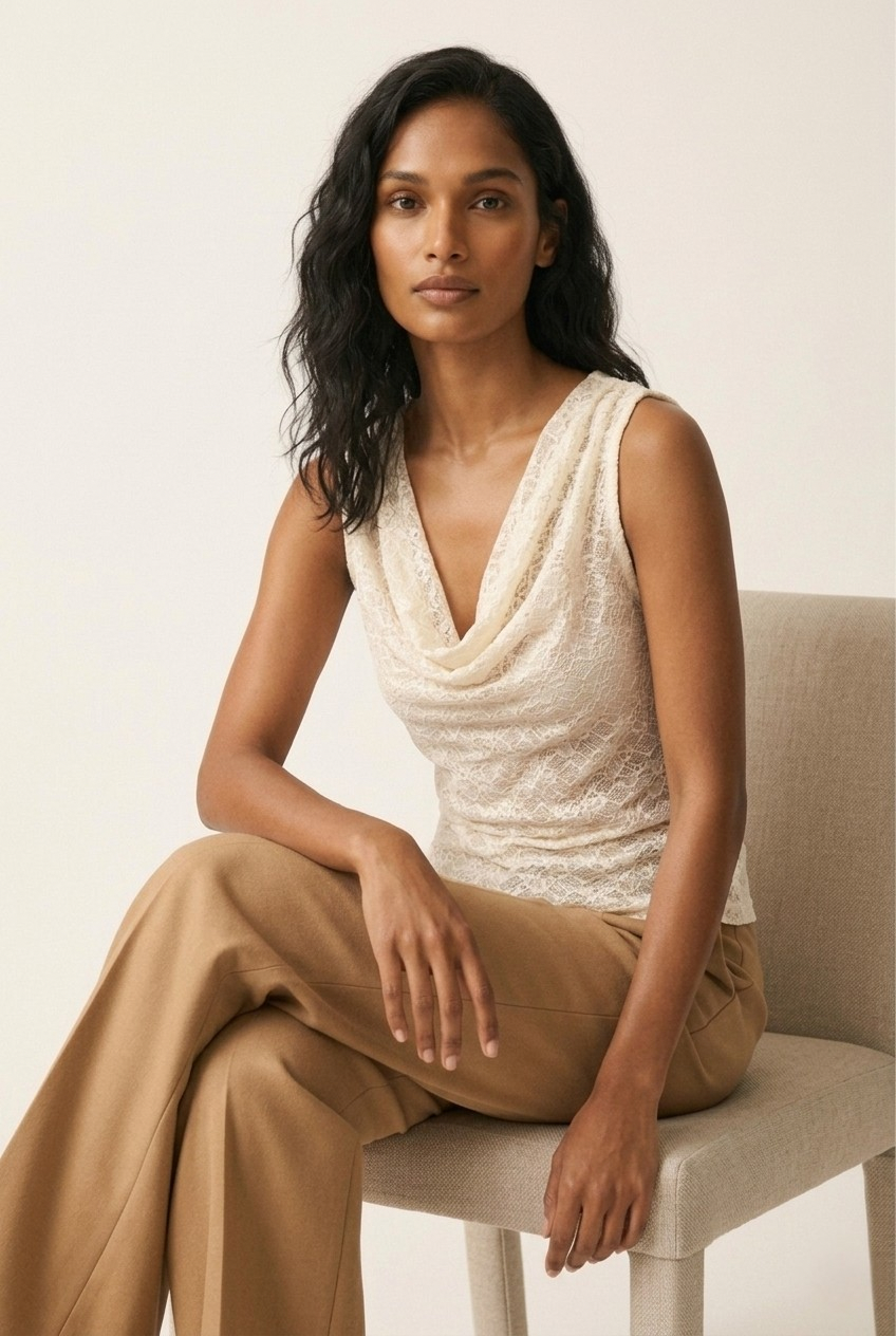 Voile Lace Cowl Tank