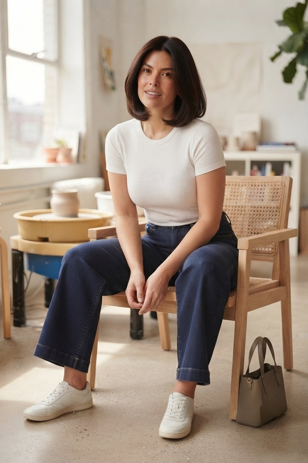 Largeur Dark Wash Wide Leg Jeans