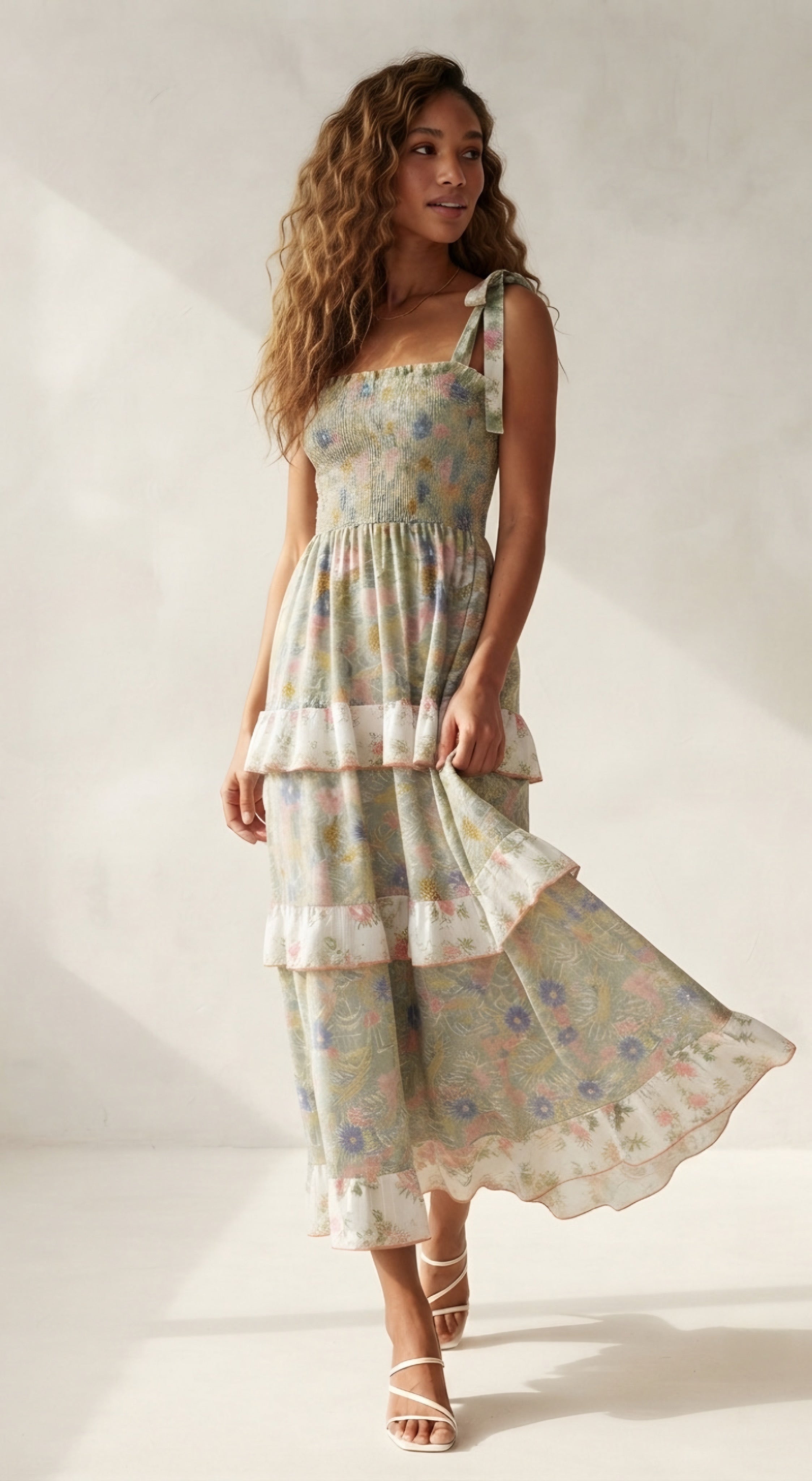 Sauge Tiered Maxi Dress