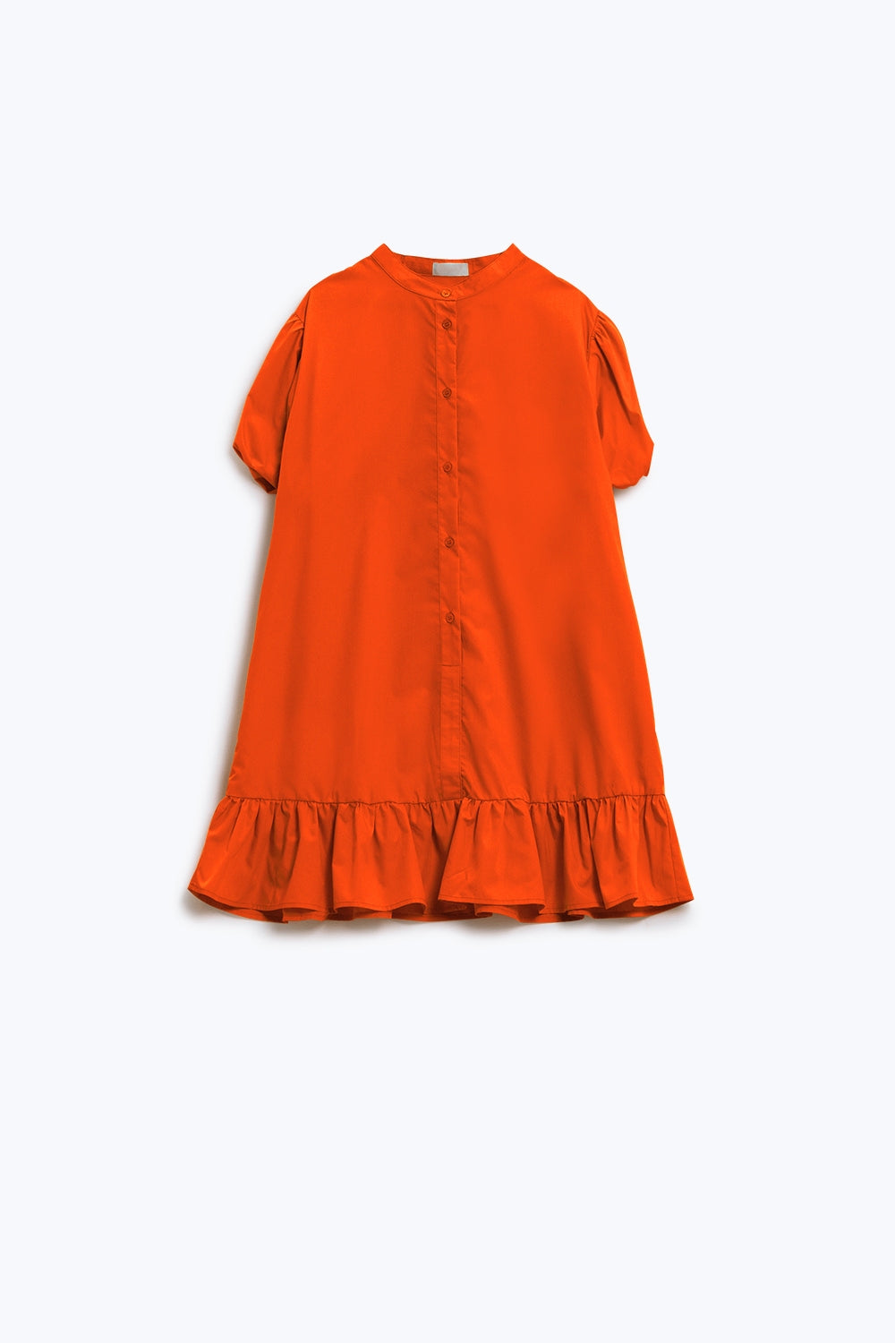 Mandarine Balloon Sleeve Shirt Dress