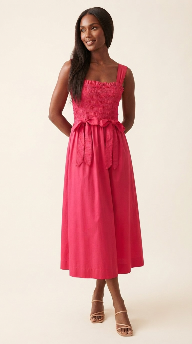 Ruban Bow Tie Midi Dress