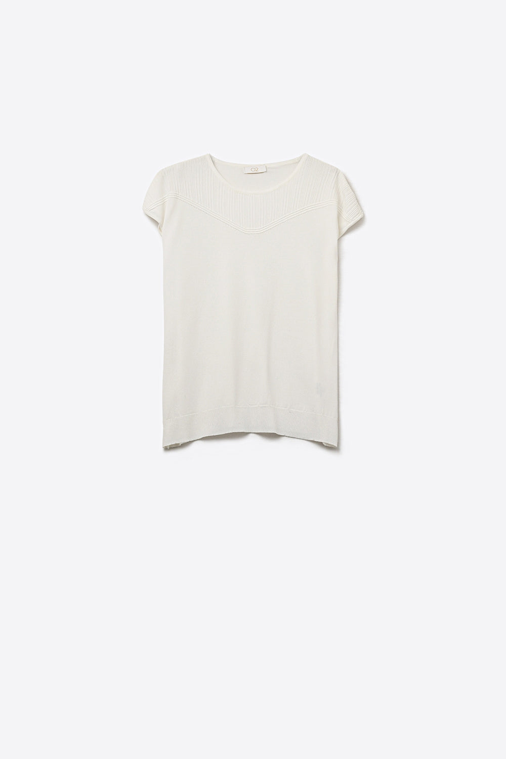 Nervuré White Cap Sleeve Knit Sweater