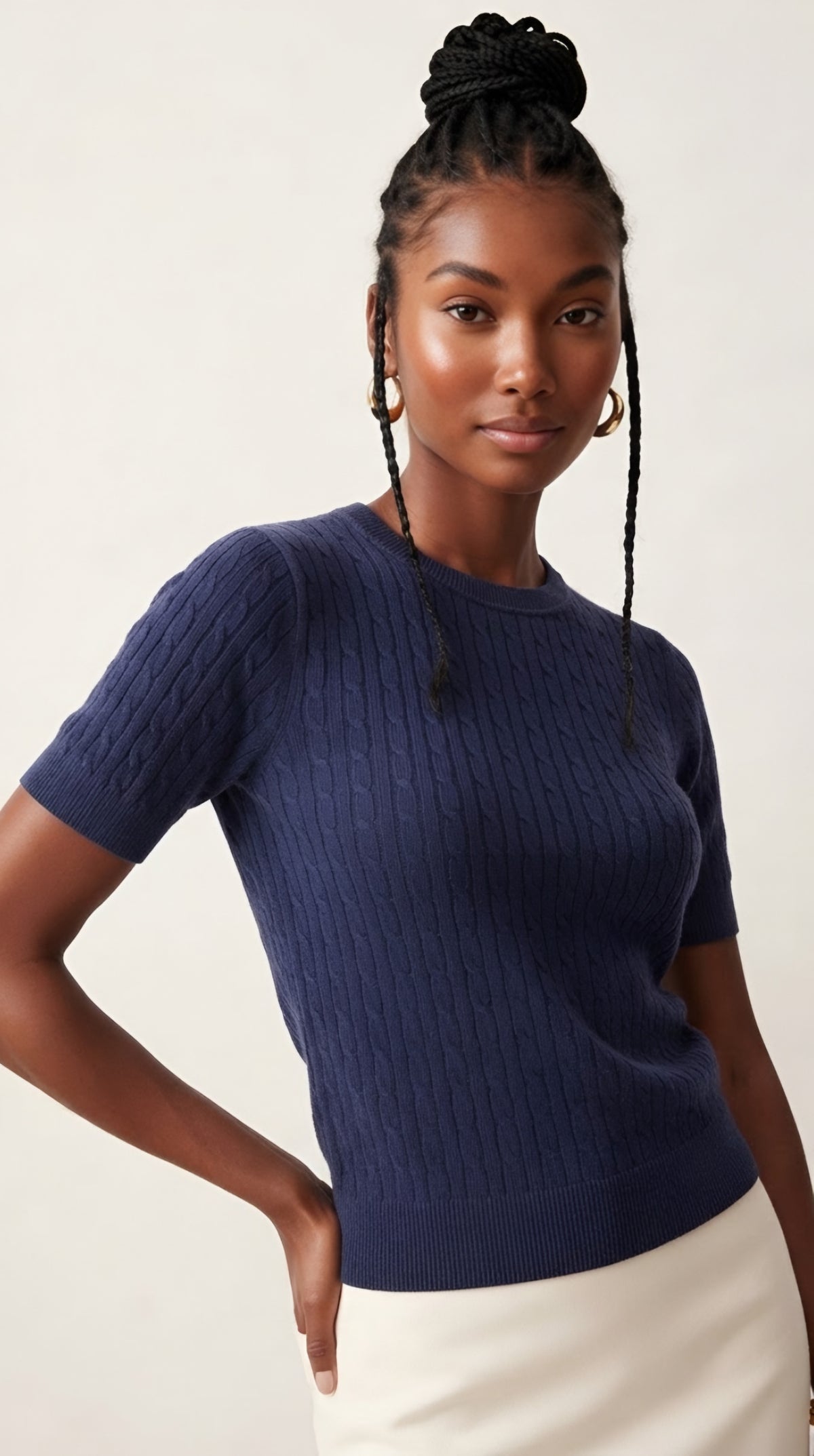 Câble Fine Knit Crew Neck