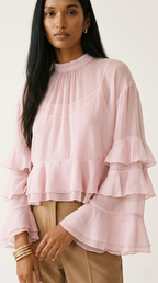 Volière Ruffle Chiffon Blouse