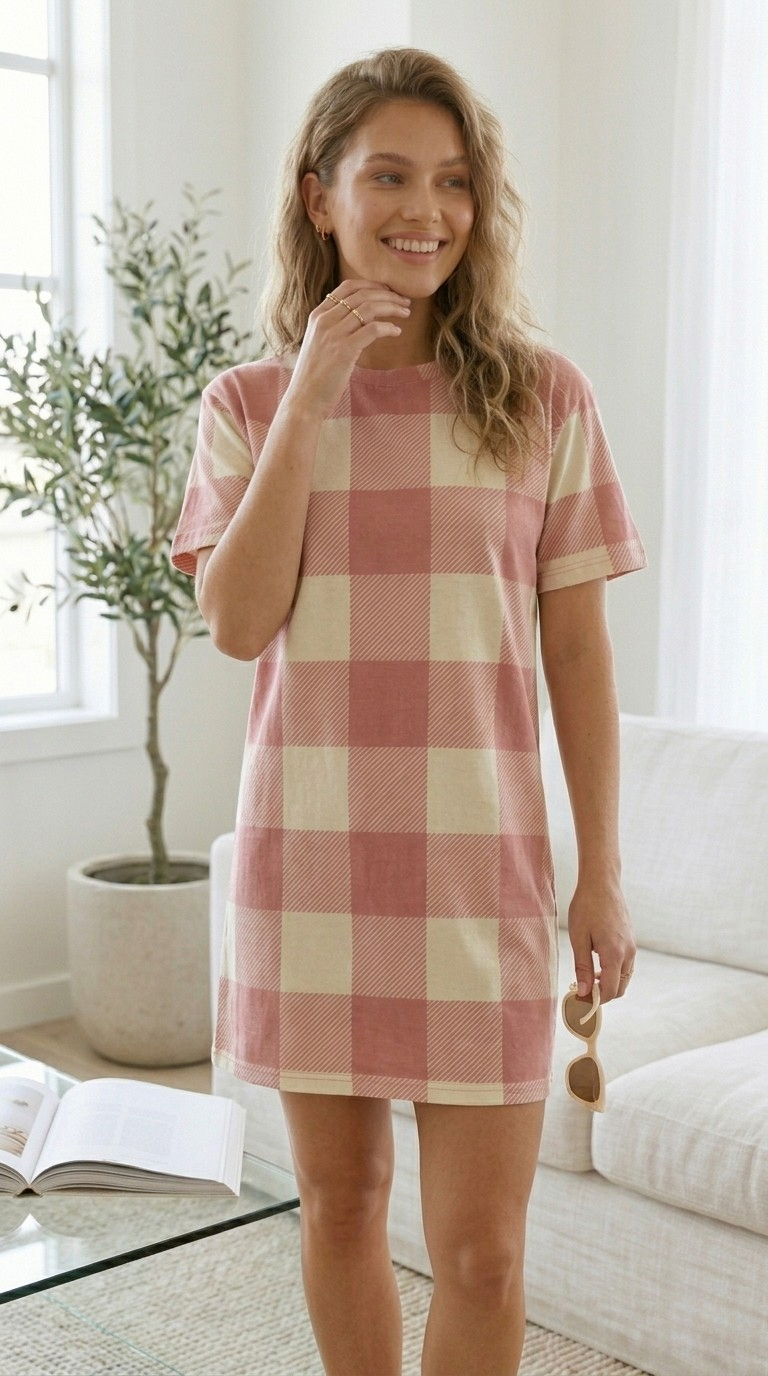 Vichy Gingham T-Shirt Dress
