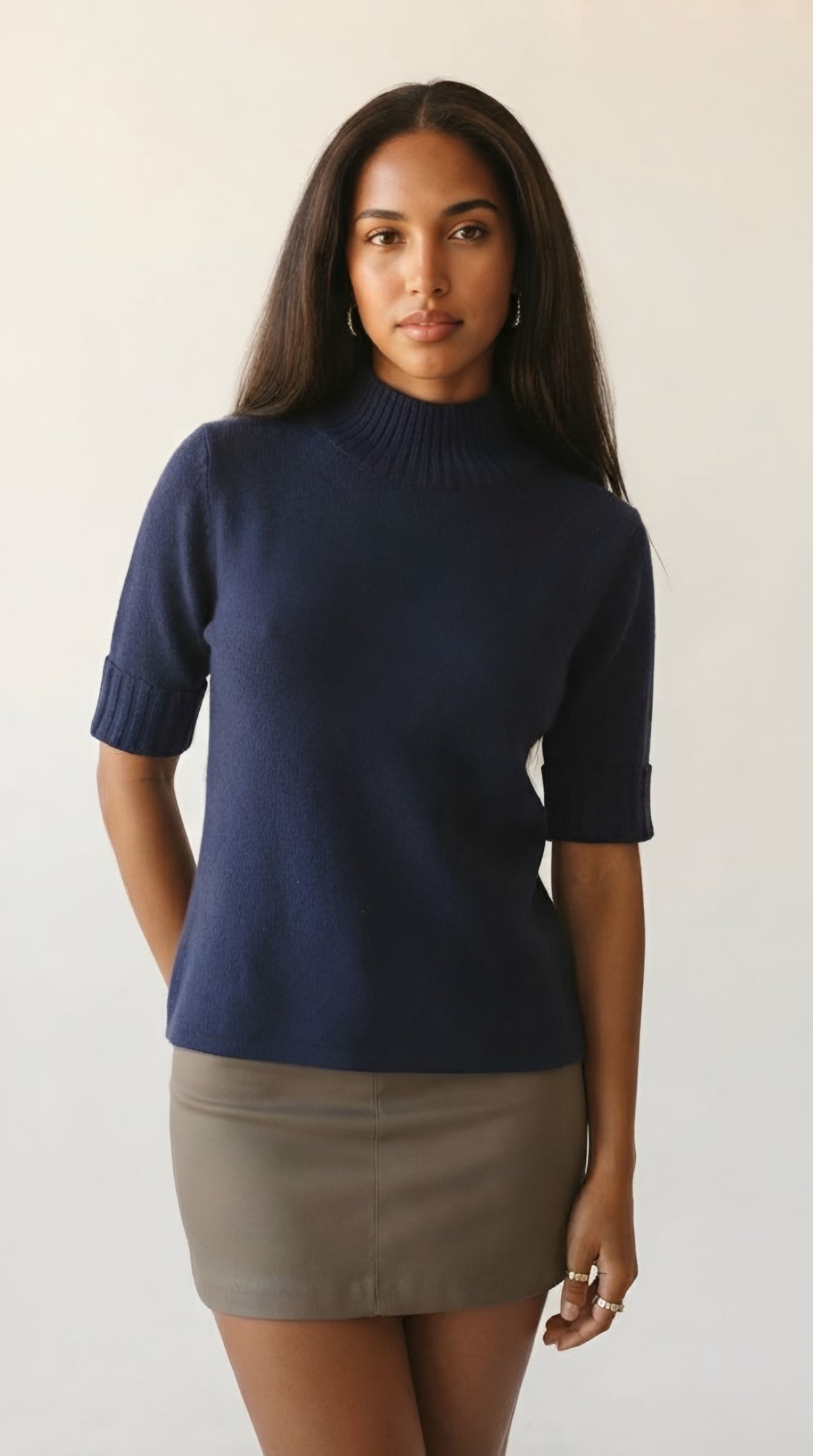 Hausse Chunky Ribbed High Collar Sweater