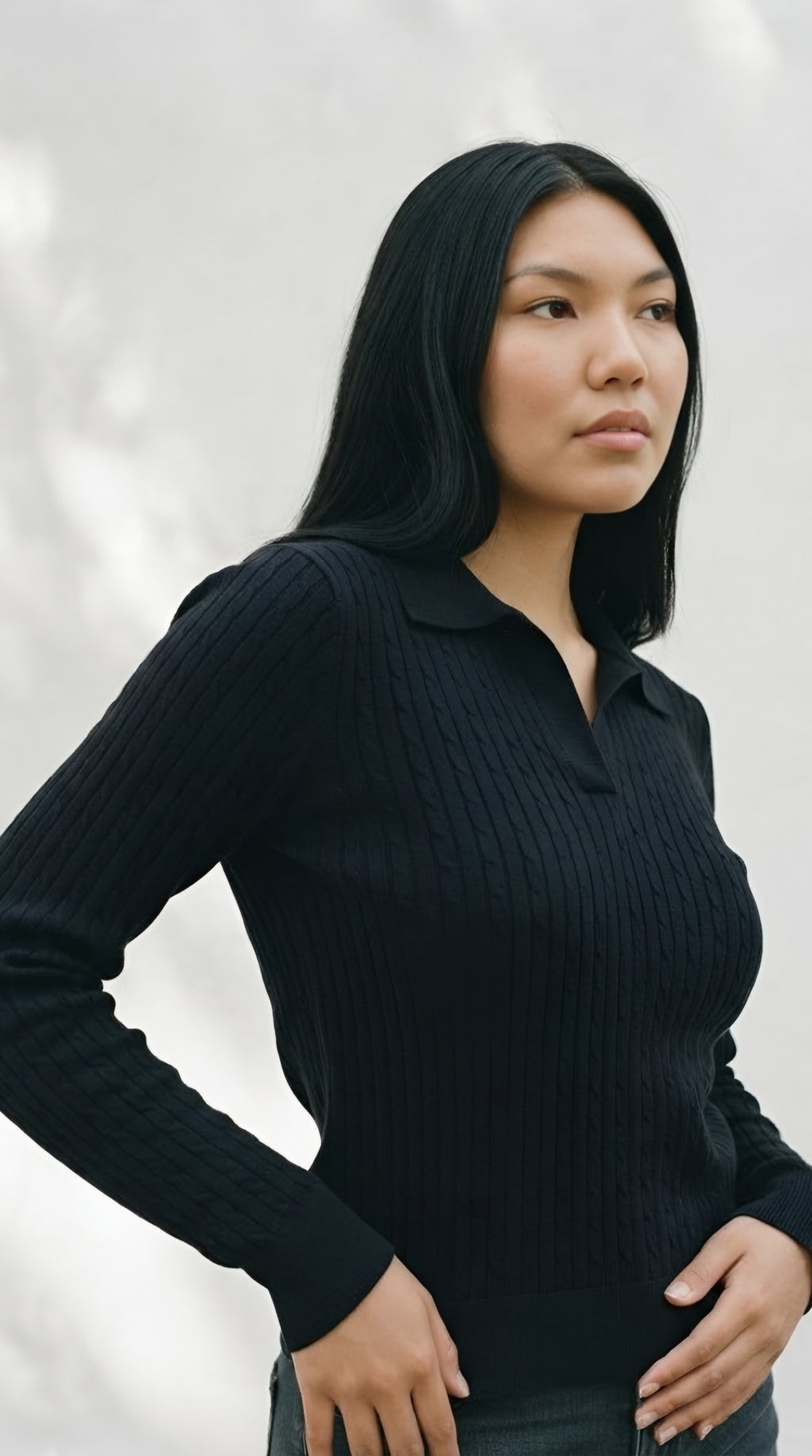 Câble Polo Knit Sweater