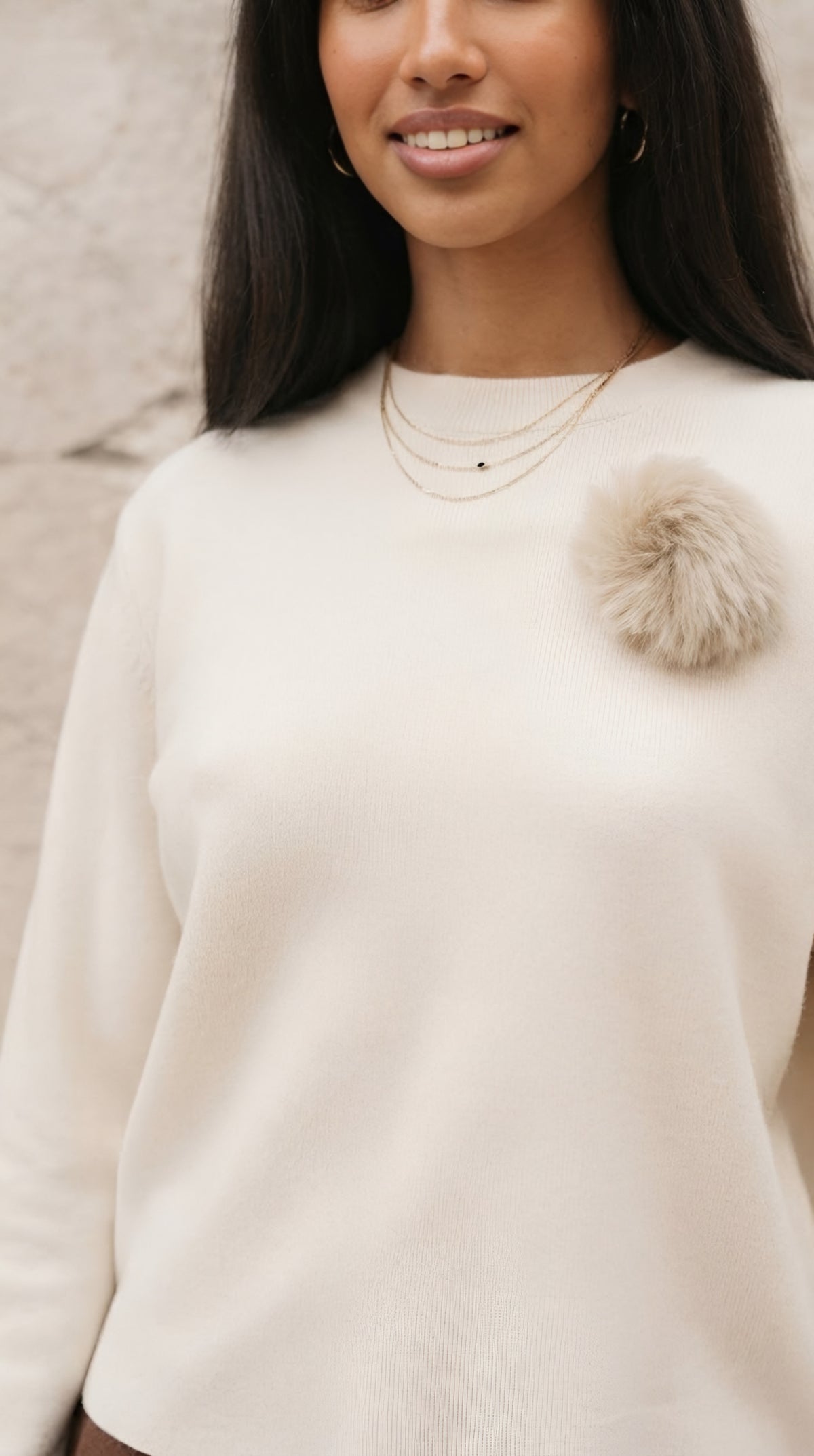 Flocon Pom-Pom Knit Sweater