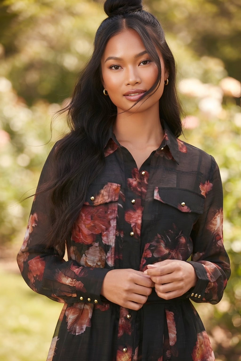 Jardin Floral Midi Shirt Dress
