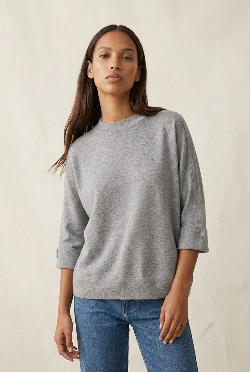Nacelle Button Sleeve Knit Sweater