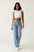 Scintille Pink Strass Wide Leg Jeans