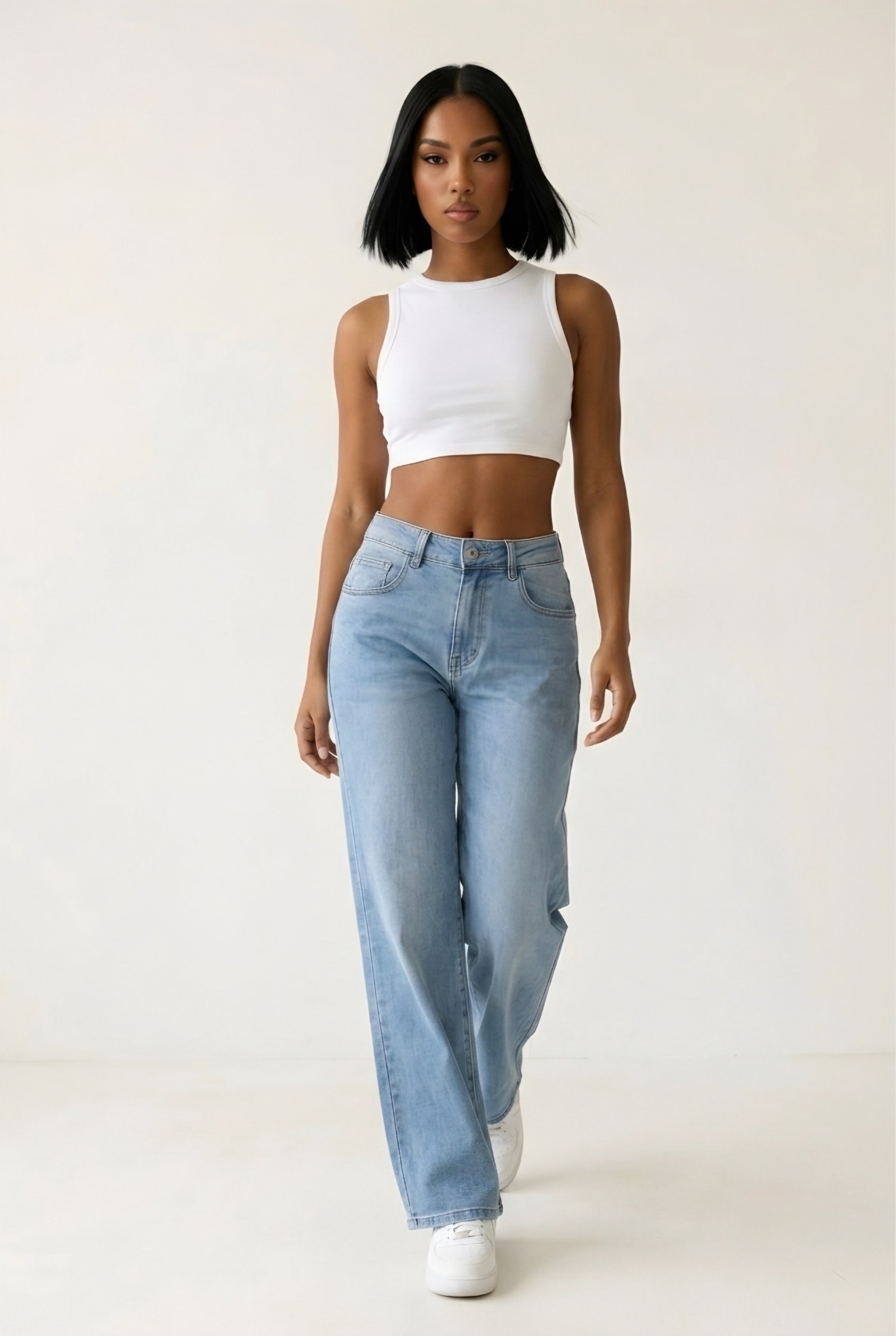 Scintille Pink Strass Wide Leg Jeans