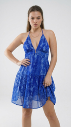 Serpente Halter Babydoll Mini Dress