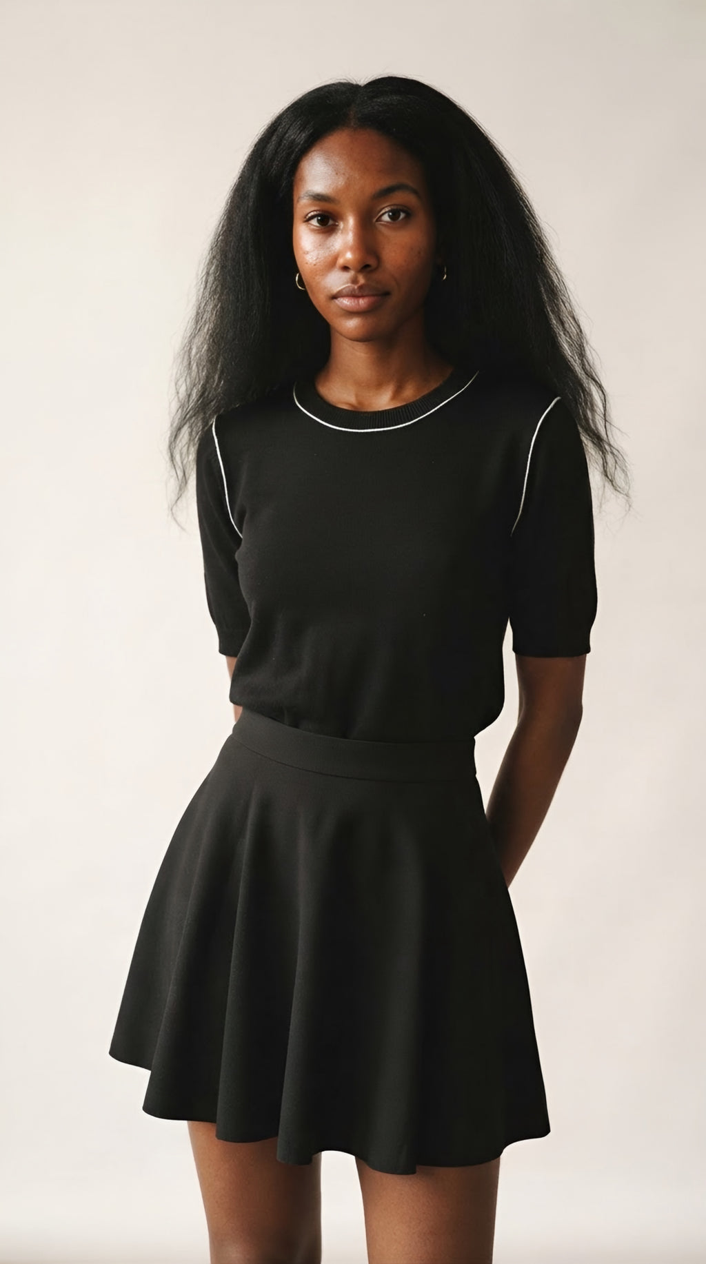 Nervuré Cap Sleeve Knit Sweater
