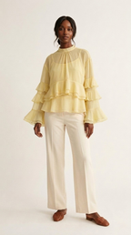 Volière Ruffle Chiffon Blouse