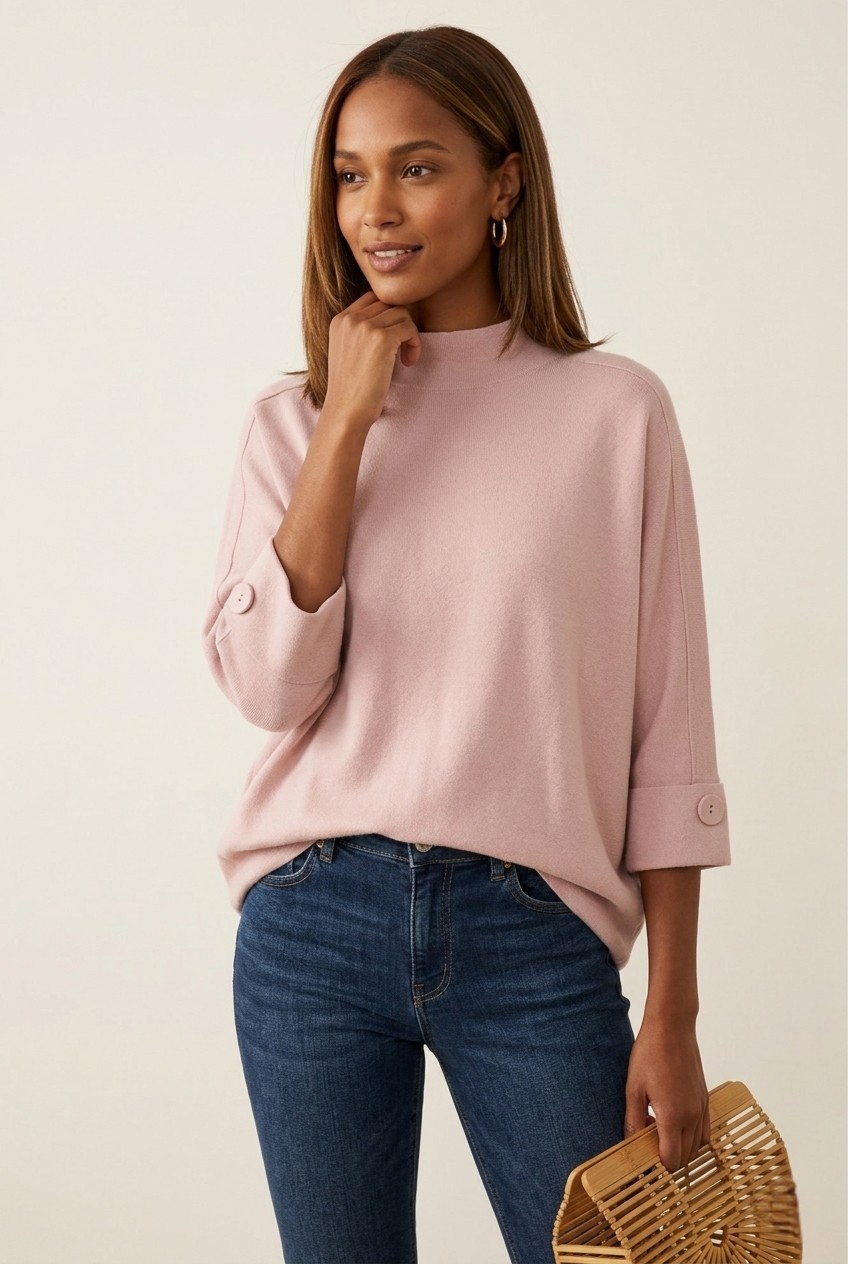 Nacelle Button Sleeve Knit Sweater
