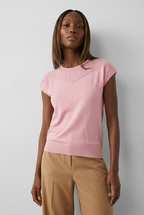 Nervuré Pink Cap Sleeve Knit Sweater