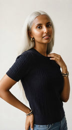 Câble Fine Knit Crew Neck