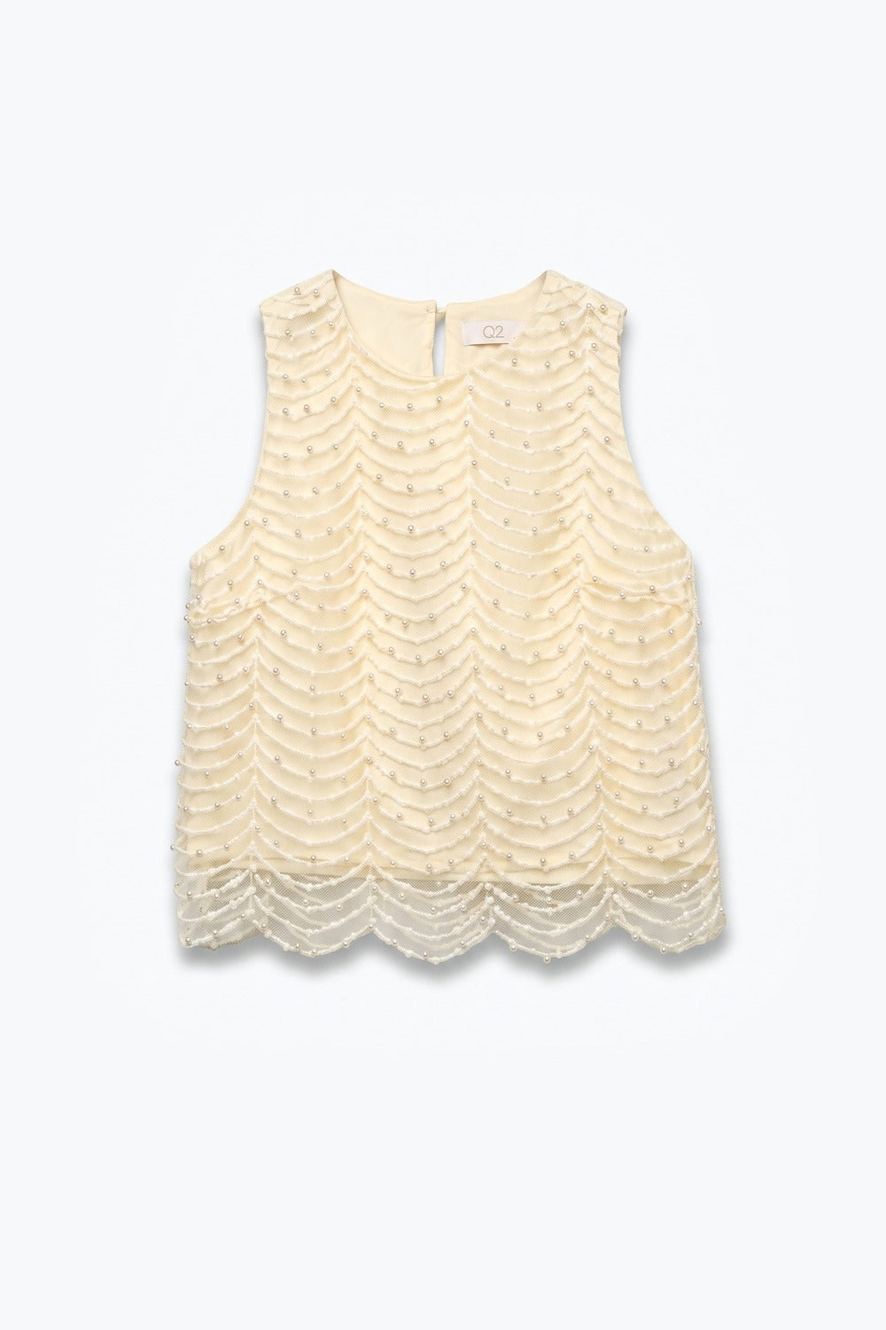 Nacre Beaded Scallop Blouse