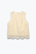 Nacre Beaded Scallop Blouse