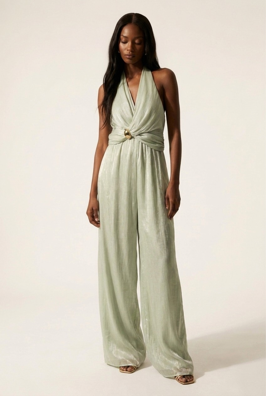 Lumine Metallic Halter Jumpsuit