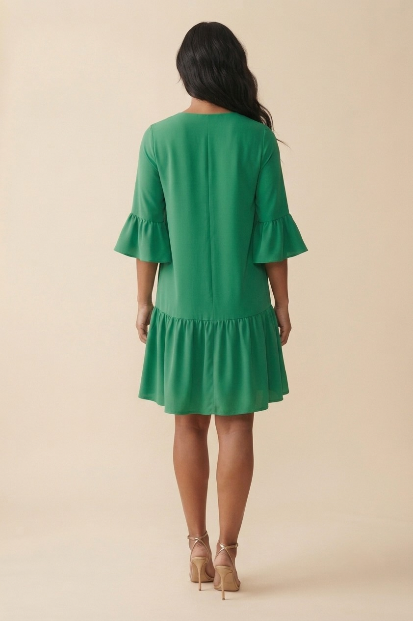 Émeraude Ruffle Cuff Tiered Dress