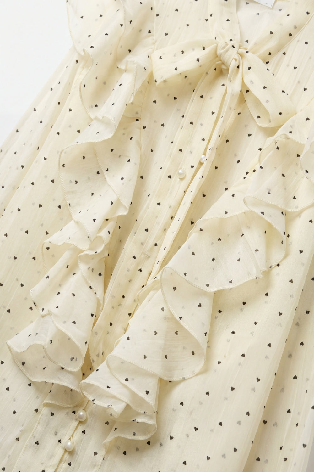 Plumetis Tie-Neck Ruffle Blouse