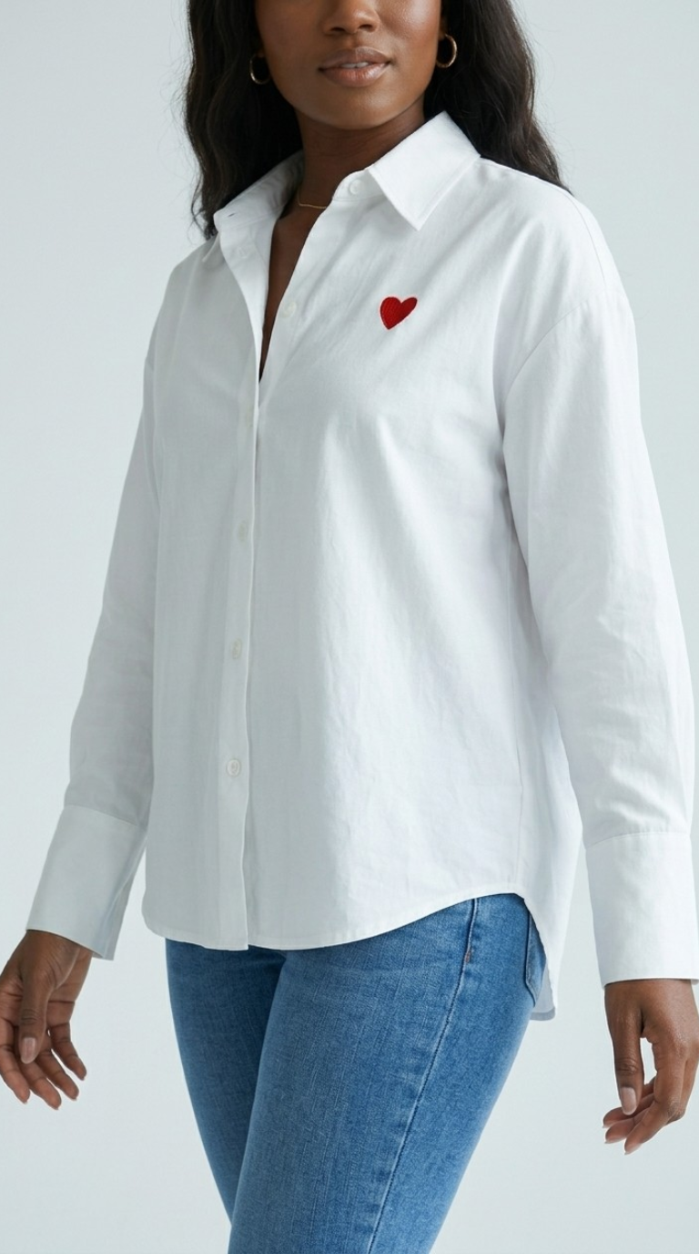 Cœur Embroidered Button Shirt