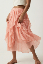 Celeste Ruffle Tiered Asymmetrical Midi Skirt