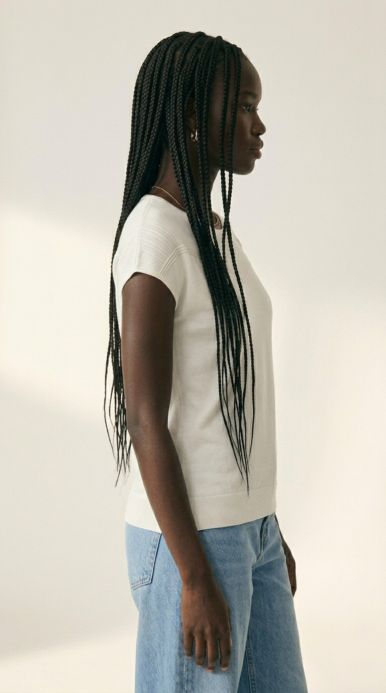 Nervuré White Cap Sleeve Knit Sweater