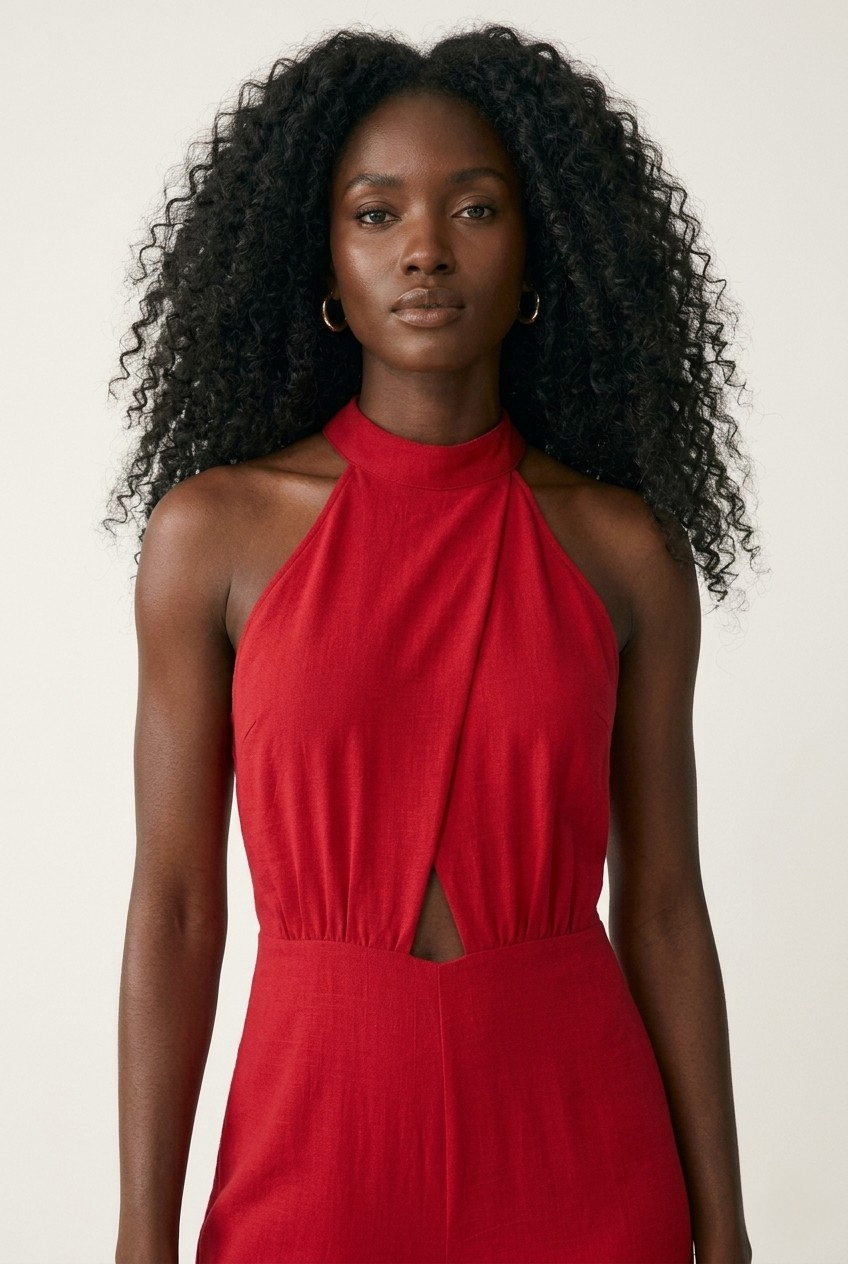 Croisé Halter Wide Leg Jumpsuit