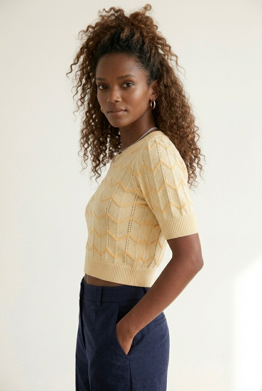 Solstice Herringbone Crop Sweater