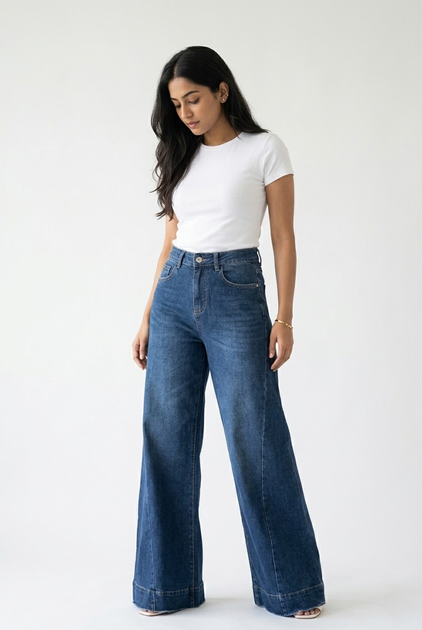 Largeur Dark Wash Wide Leg Jeans