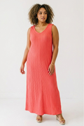 Corail Ribbed Knit Maxi Dress - Coral