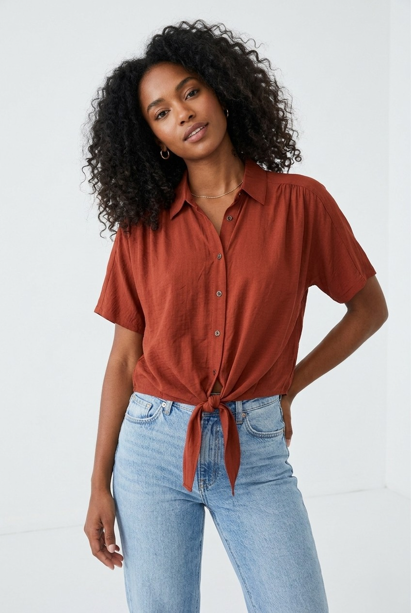 Ocre Tie-Front Shirt