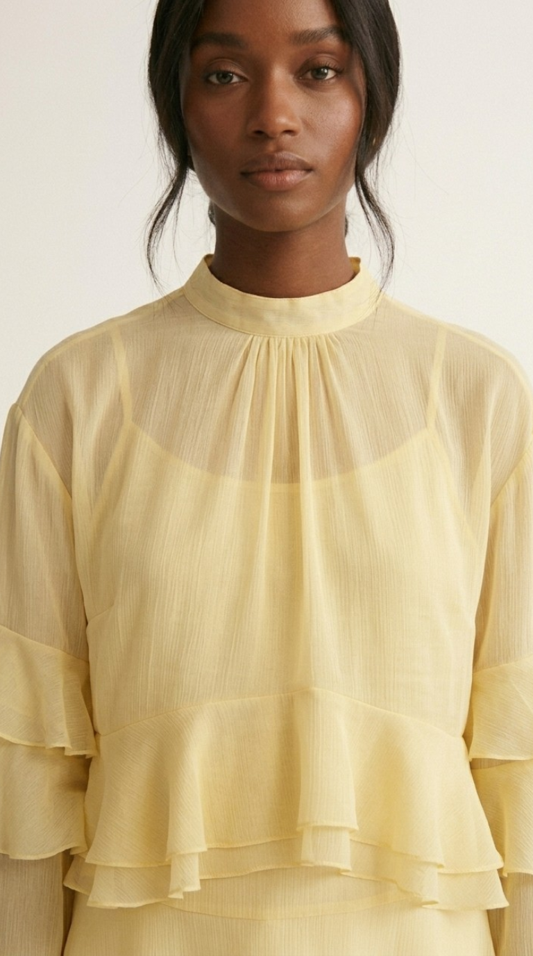 Volière Ruffle Chiffon Blouse