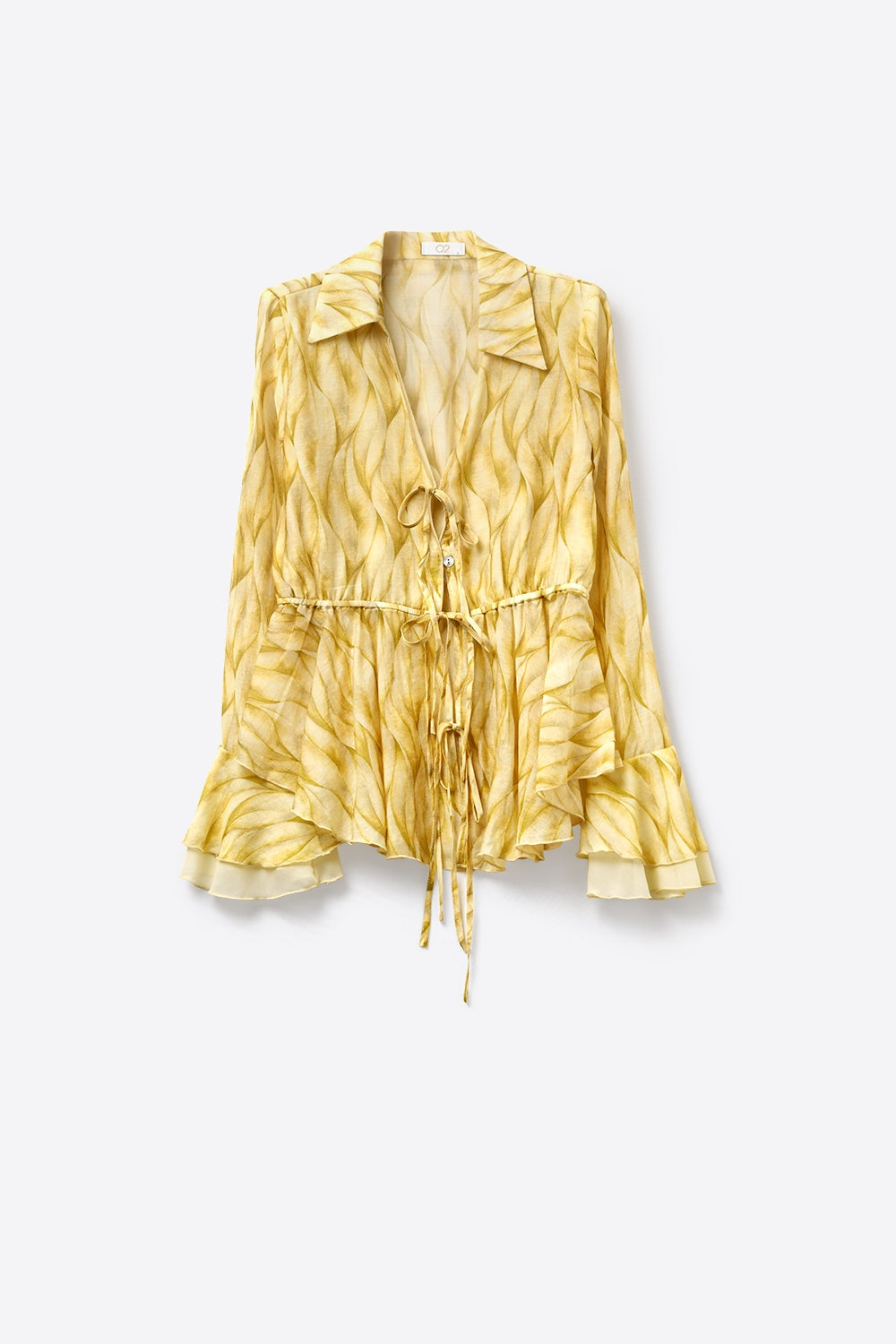 Vague Tie-Waist Printed Blouse