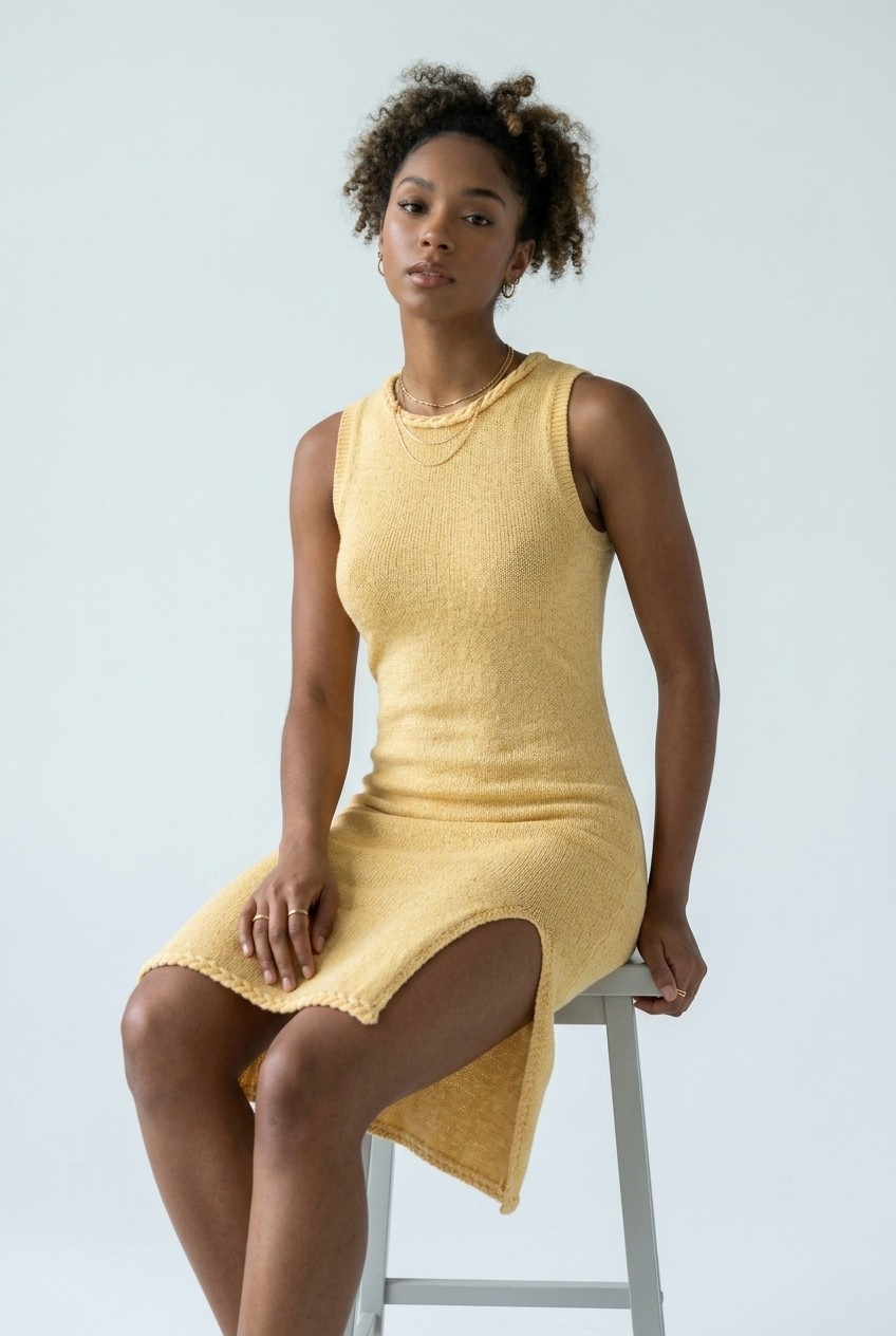 Tresse Braided Knit Midi Dress