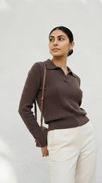Câble Polo Knit Sweater