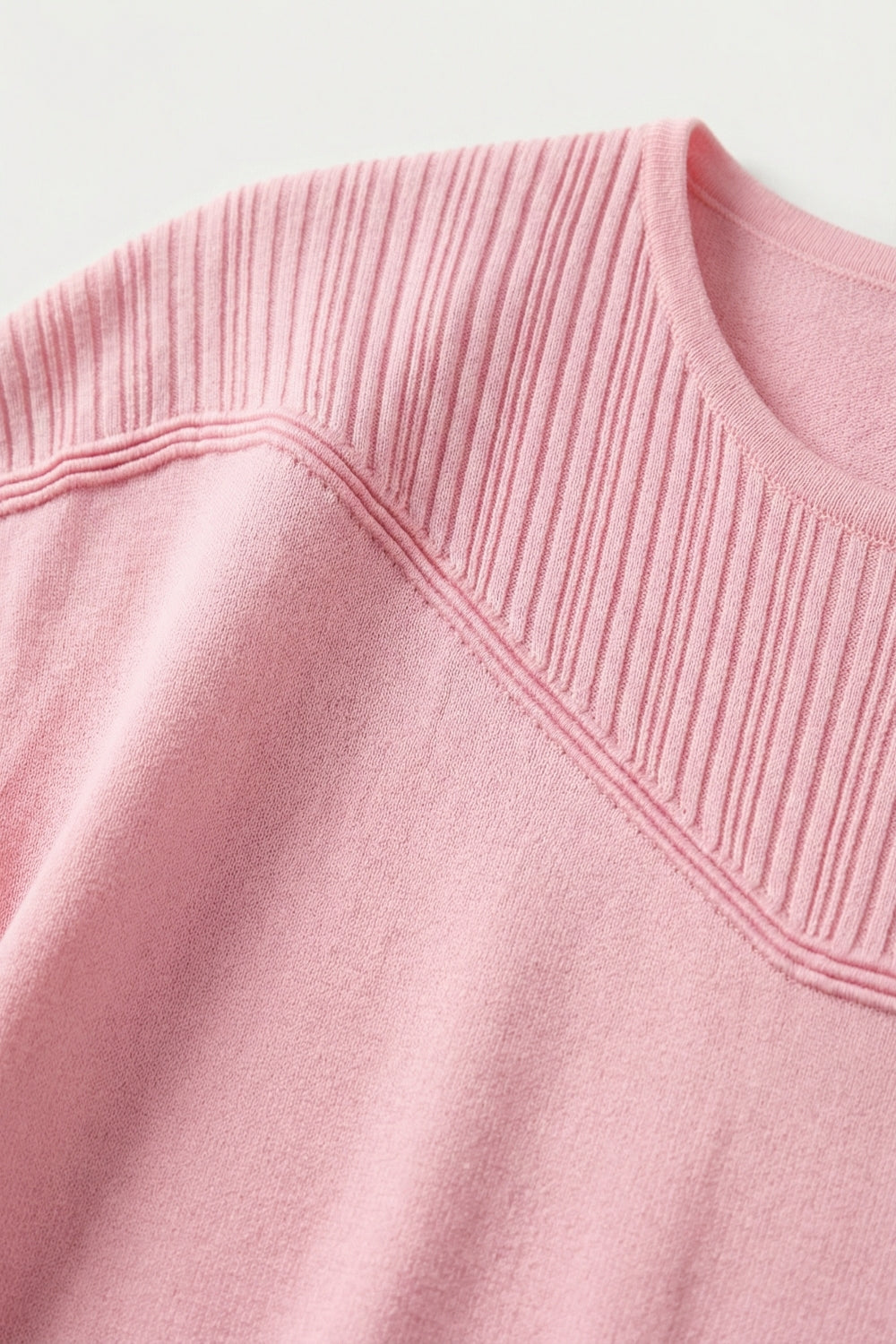 Nervuré Pink Cap Sleeve Knit Sweater