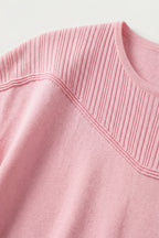Nervuré Pink Cap Sleeve Knit Sweater