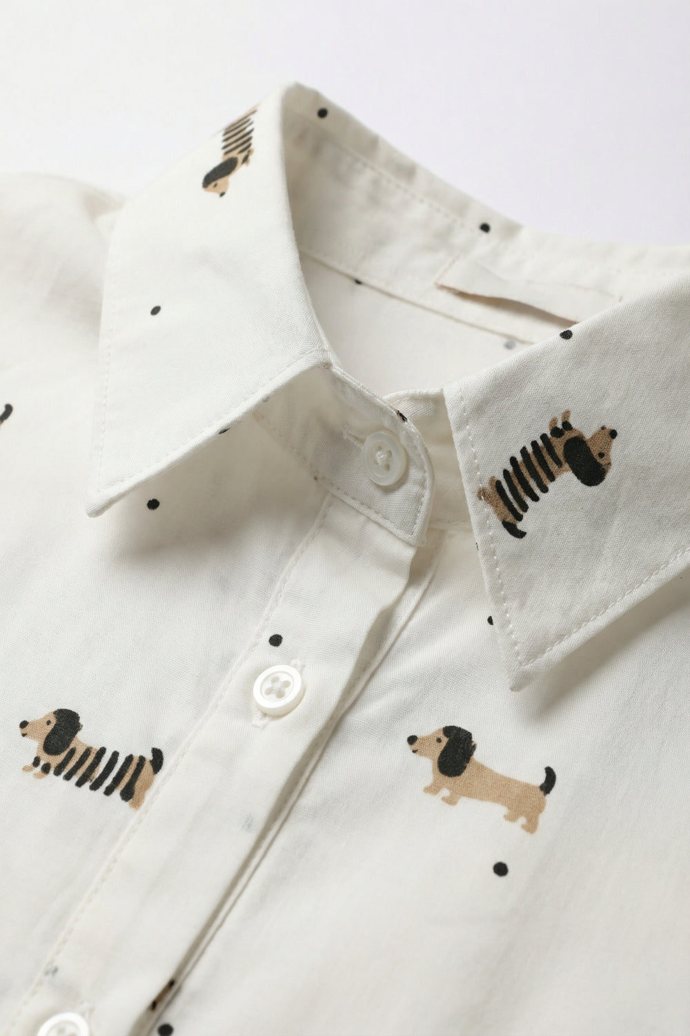 Teckel Dachshund Print Button-Up Shirt