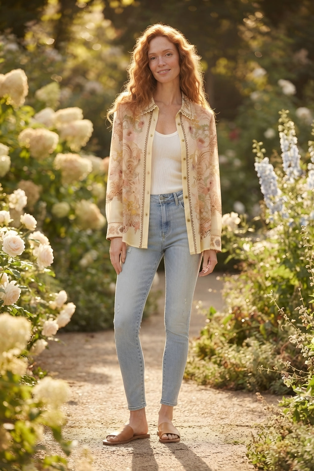 Dentelle Floral Lace Trim Shirt