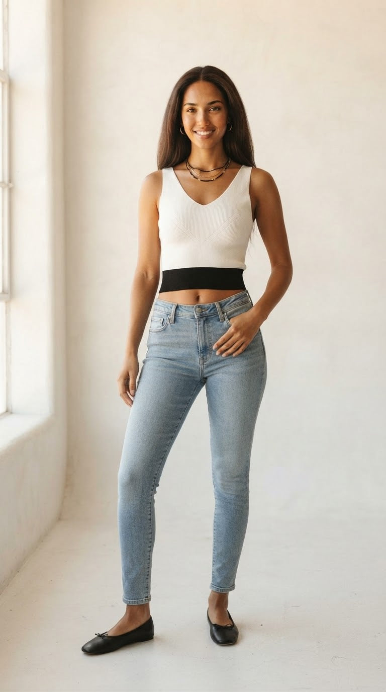 Bordure Contrast Hem Tank