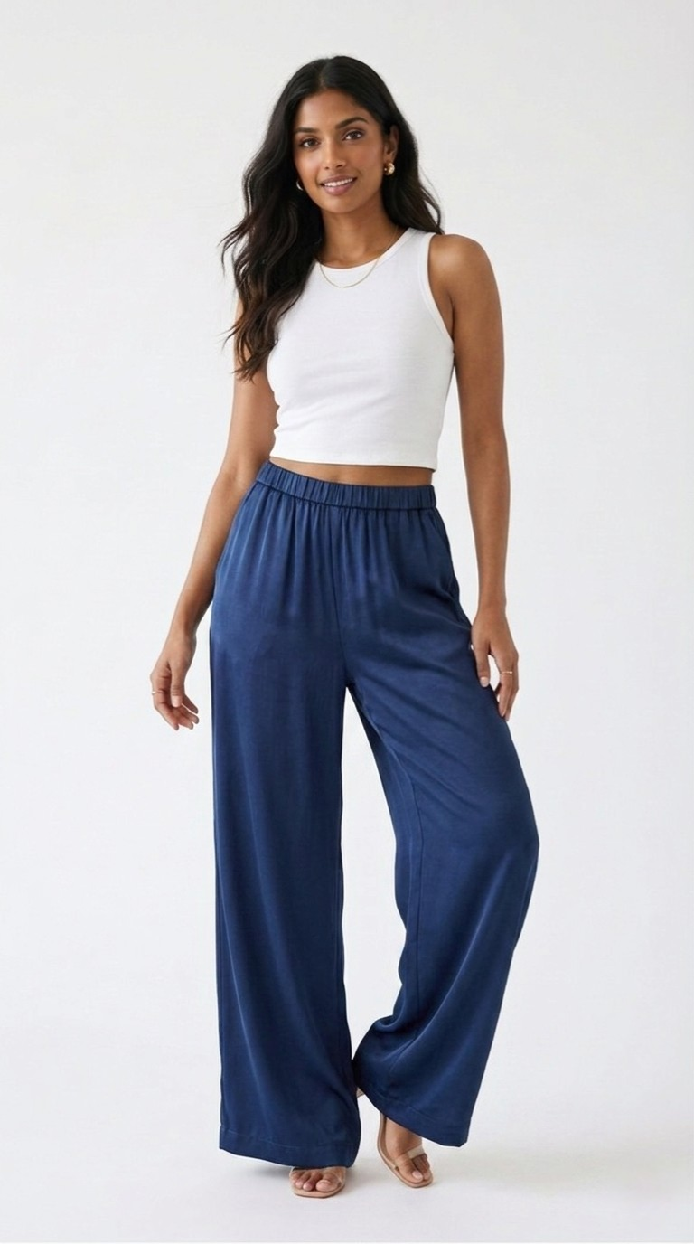 Les Éclat Satin Wide Leg Pants