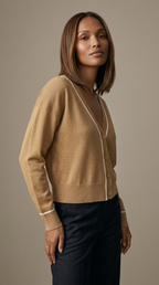 Contour Camel Contrast Trim Cardigan