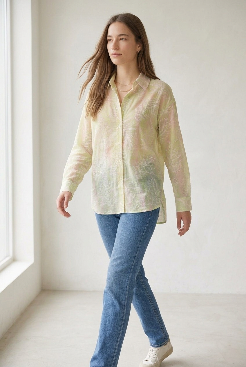 Palmiste Sheer Leaf Print Shirt