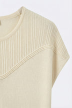 Nervuré Cream Cap Sleeve Knit Sweater