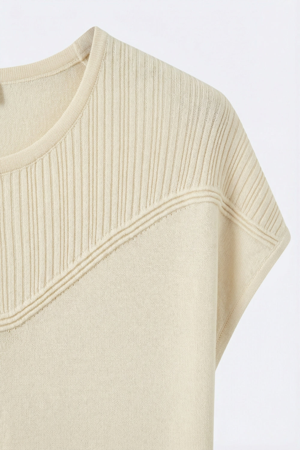 Nervuré Cream Cap Sleeve Knit Sweater
